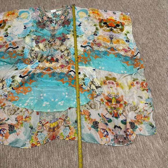 ❌SOLD❌ $849 Camilla 100% silk Retro’s Rainbow Long Sheer Overlay Dress coverup - Picture 10 of 16